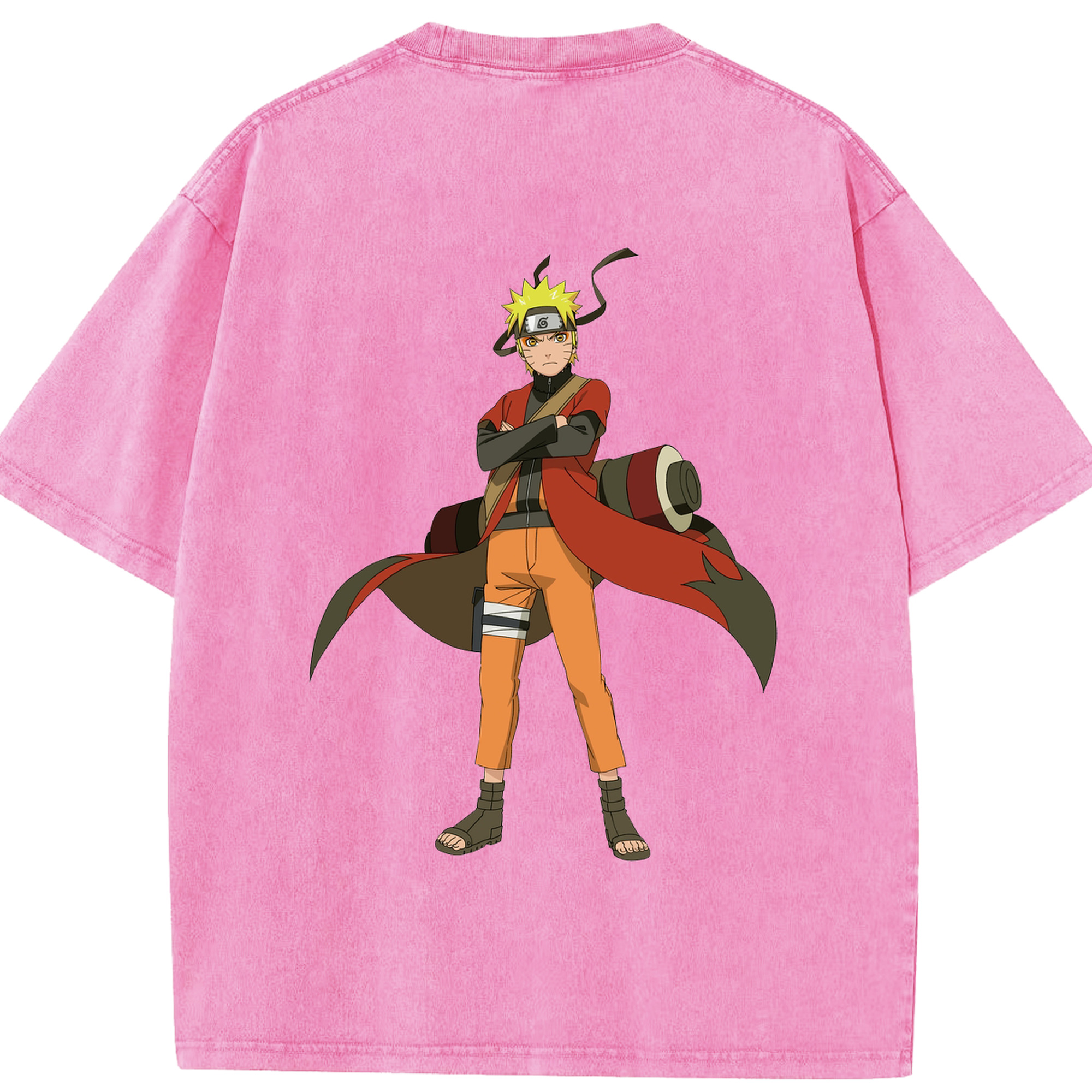 （画像用） NARUTO -ナルト- うずまき ナルト Uzumaki Naruto 綿100% ヴィンテージ風 半袖Tシャツ（背面プリント）
